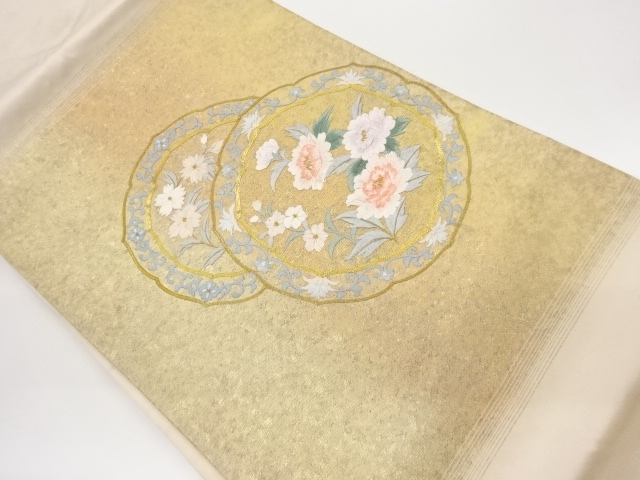 JAPANESE NAGOYA OBI / EMBROIDERY / FLOWERS